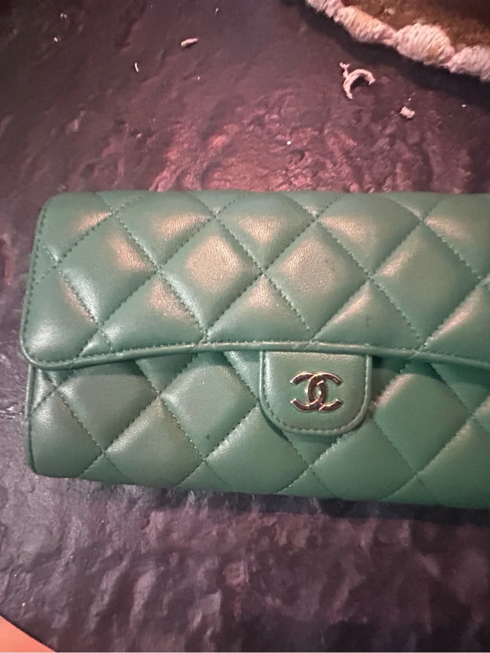 CHANEL Quilted Lambskin Shoulder Bag in Teal